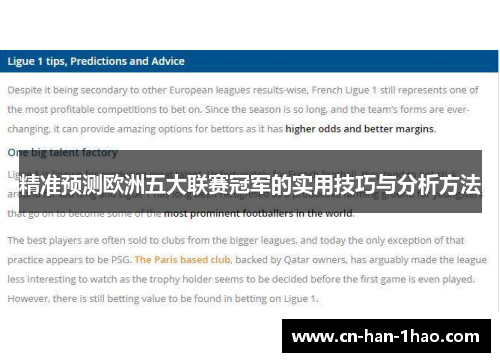 精准预测欧洲五大联赛冠军的实用技巧与分析方法